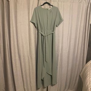 Saving Paige Sage Green Short Sleeve Maxi Dress